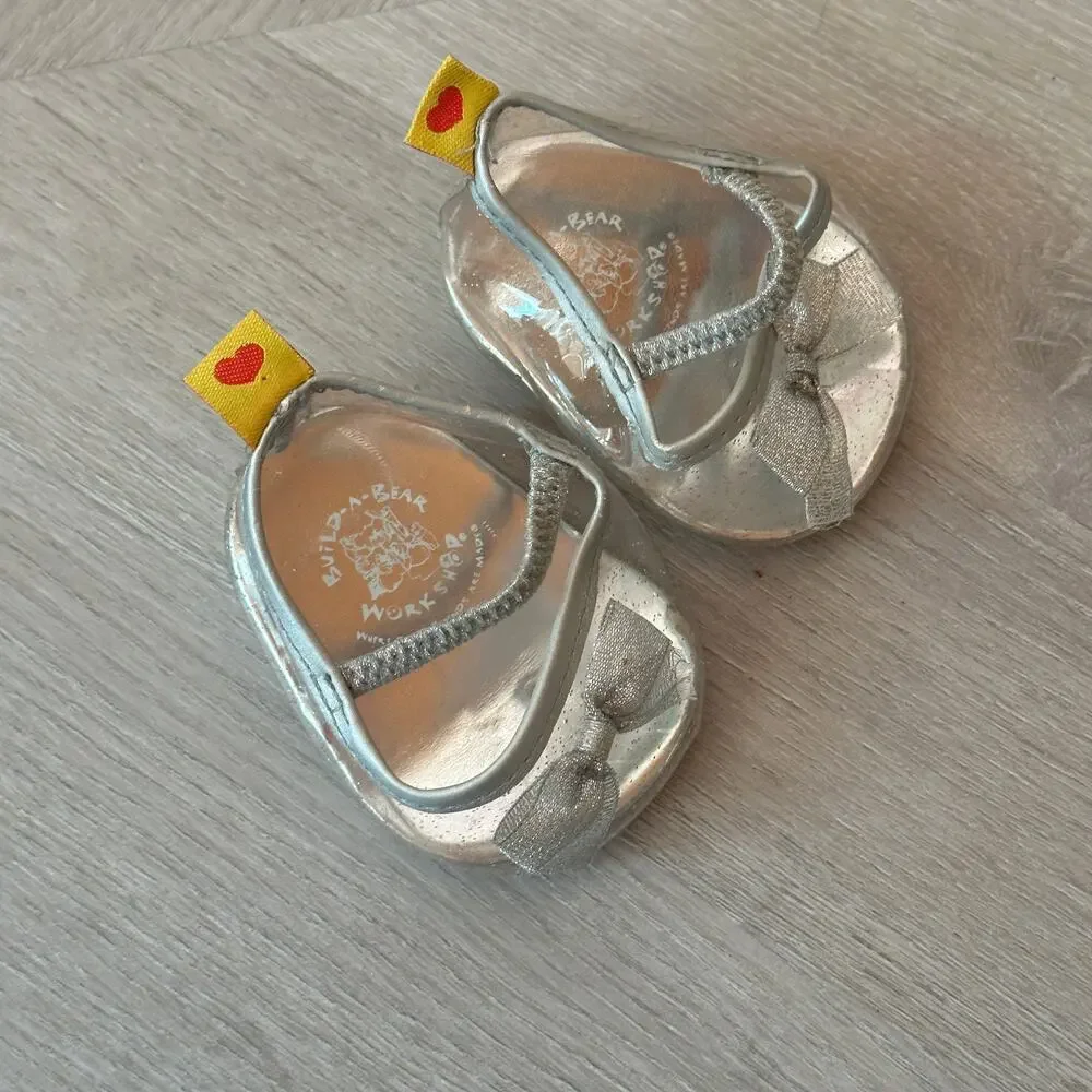 Build a Bear Shoes Silver High Heels Glitter Princess Cinderella